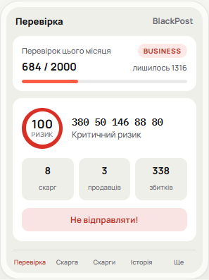 Екран перевірки покупця у Telegram Mini App BlackPost